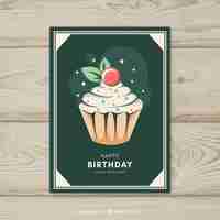 Free vector birthday card template with muffin