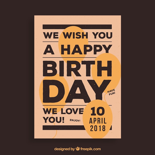 Free vector birthday card in vintage style