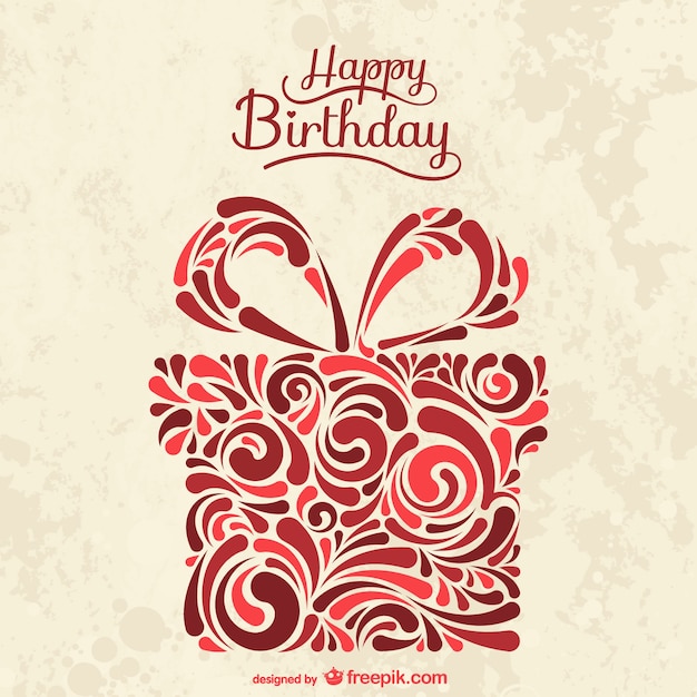 Free vector birthday card with abstract present box