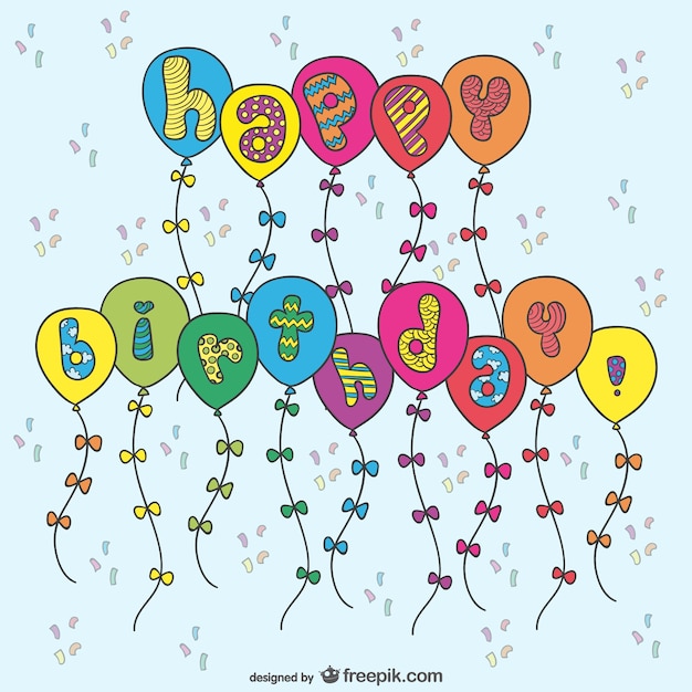 Free vector birthday card with balloons