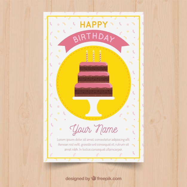 ケーキとキャンドルの誕生日カード