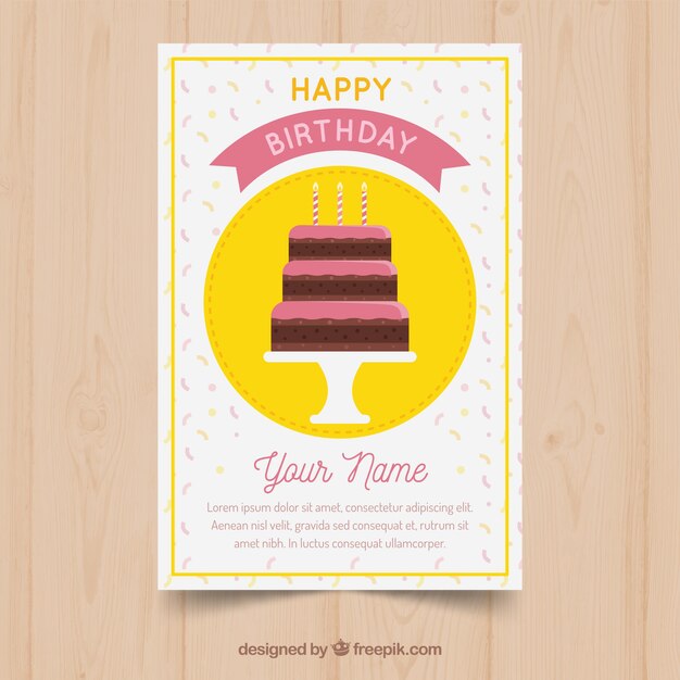 Birthday card with cake and candles