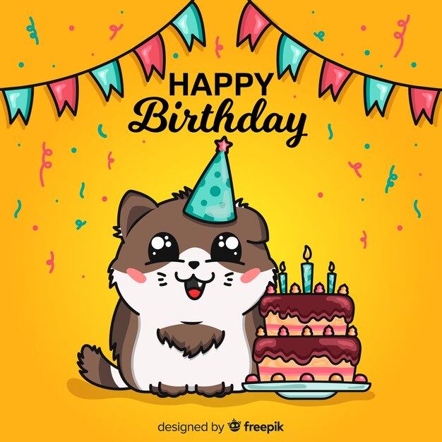 Birthday card with cute animal illustrated