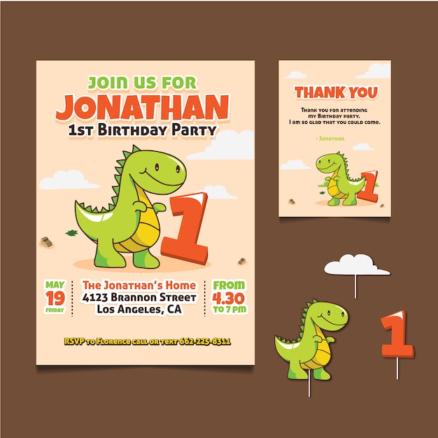 Download Free Birthday card with dinosaur design SVG DXF EPS PNG ...