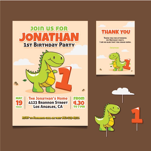 Birthday card with dinosaur design