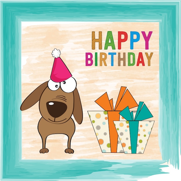 Free vector birthday card with a funny dog