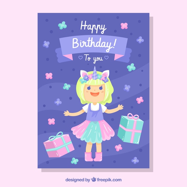 Birthday card with girl