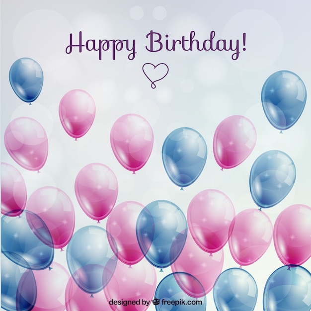 Free vector birthday card with glossy balloons