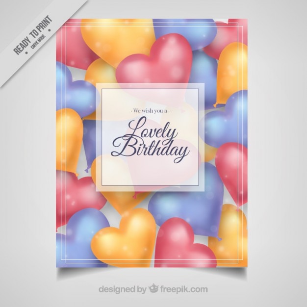 Vettore gratuito scheda di compleanno con forme cuore palloncini