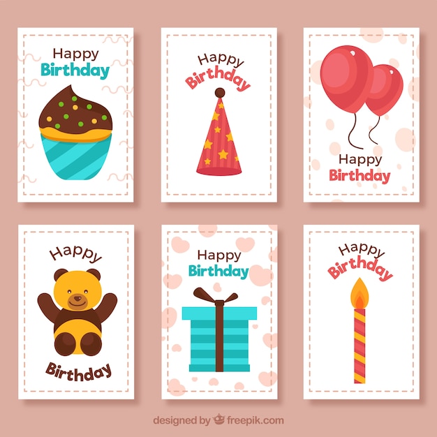 Free vector birthday cards collection