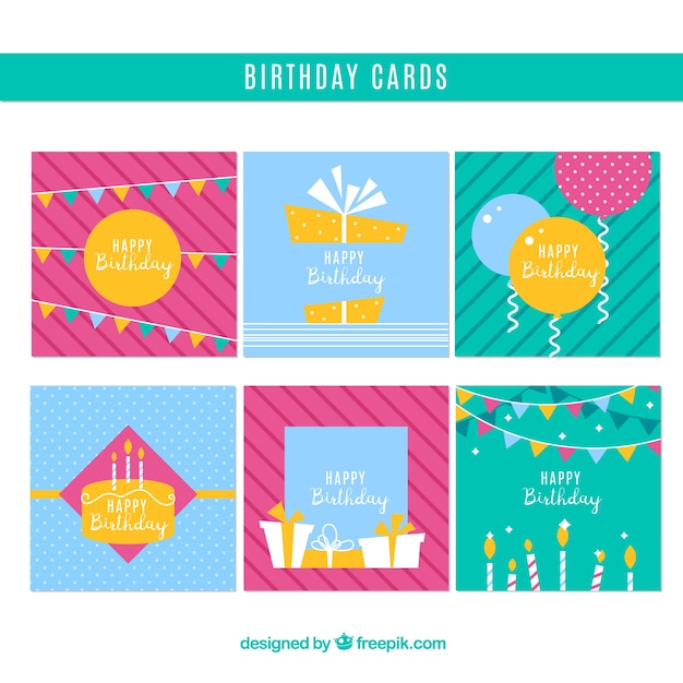 Free vector birthday cards collection