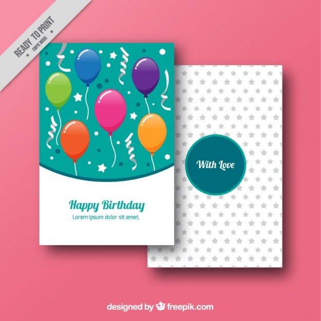 Free vector birthday cards with hand drawn balloons