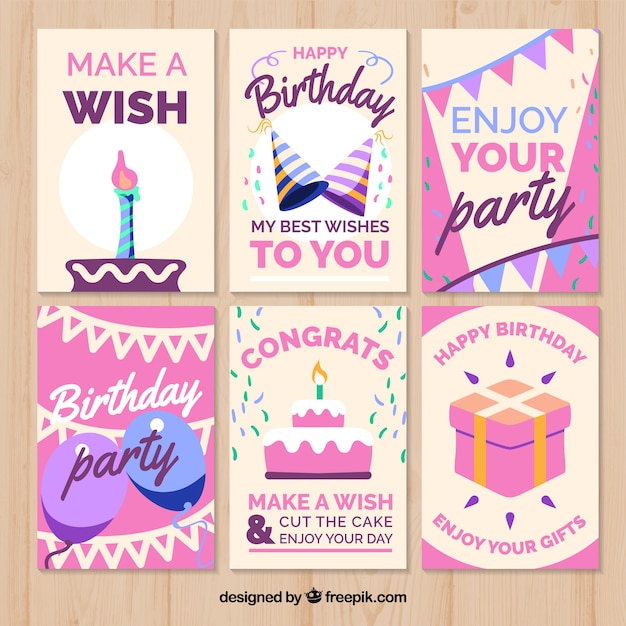 ピンクのデザインの誕生日カード