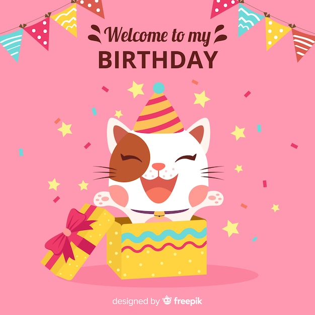 Free vector birthday cat