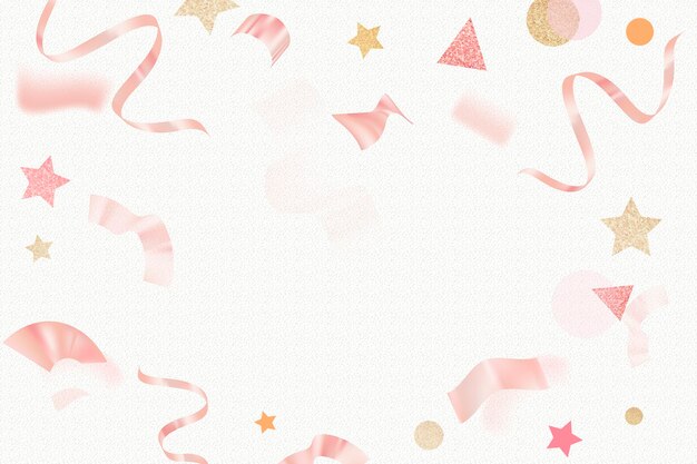 Birthday celebration background, pink glitter ribbon frame design vector