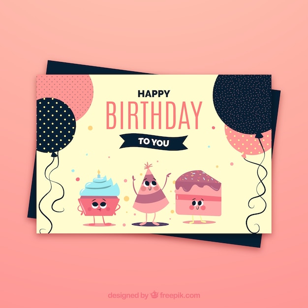 Vettore gratuito birthday card celebration