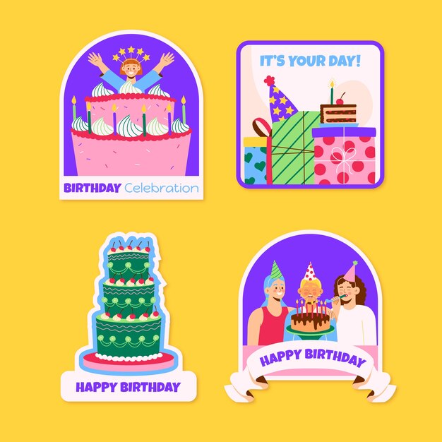 Birthday  celebration labels  template