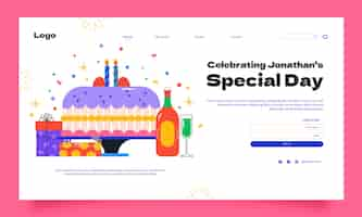 無料ベクター 誕生日祝いのランディングページのテンプレート