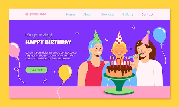 Birthday  celebration  landing page template