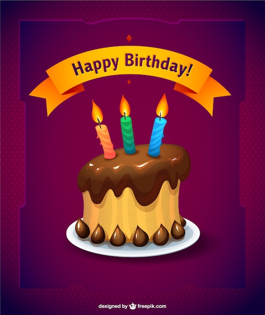 Free vector birthday chocolate cake card