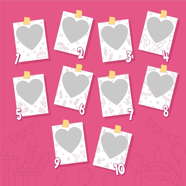 Free vector birthday collage frame collection in flat design