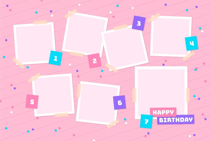 Free Vector birthday collage frame collection in flat design