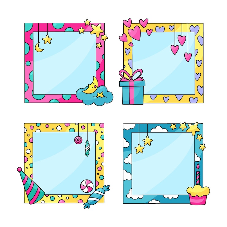 Free Vector birthday collage frame collection
