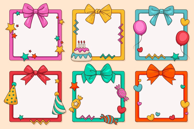 Free Vector birthday collage frame pack