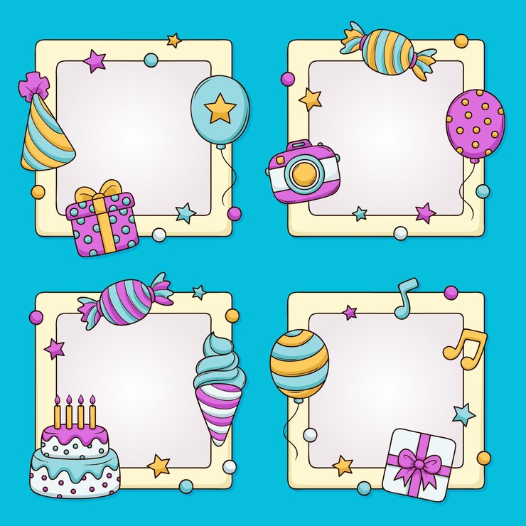 Free Vector birthday collage frame pack