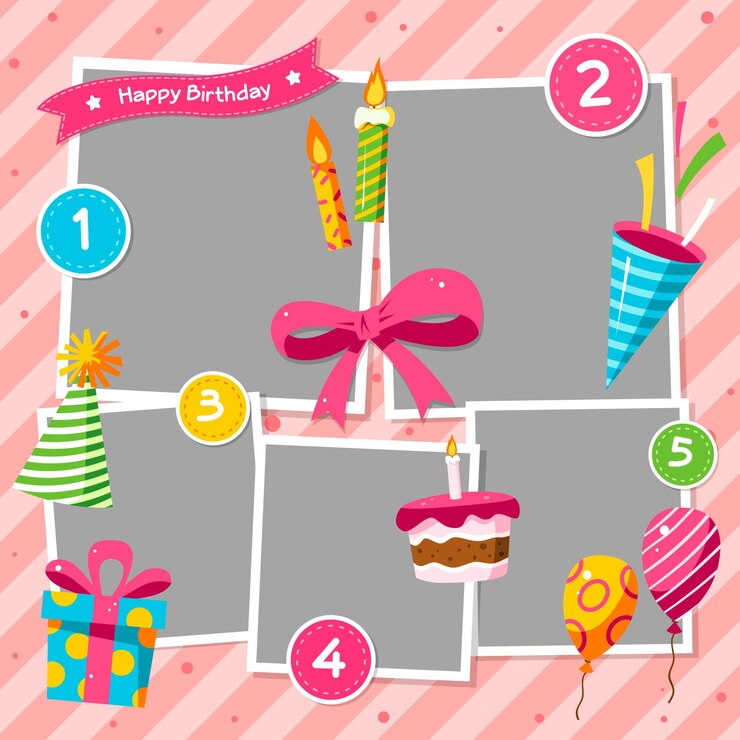 Free Vector birthday collage frame pack