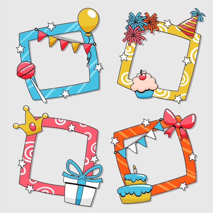 Free Vector birthday collage frame set
