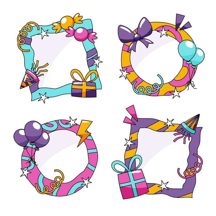 Free Vector birthday collage frame set