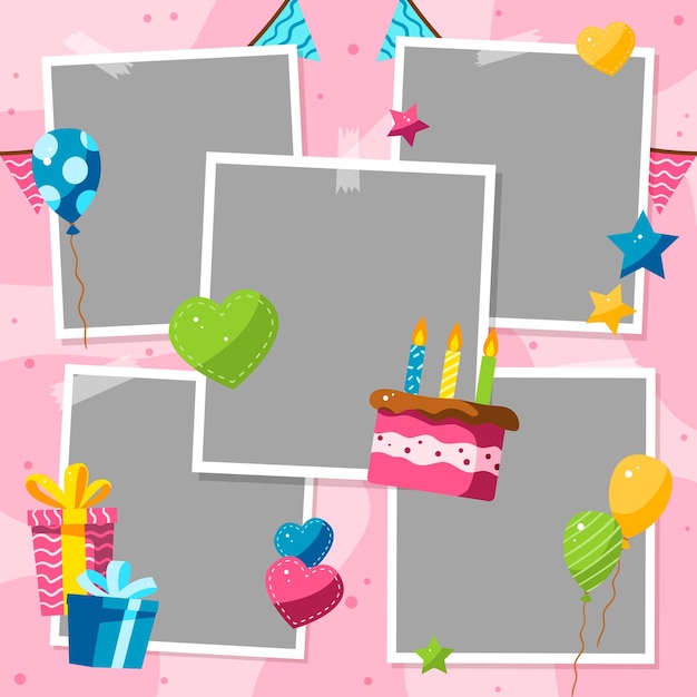 Free vector birthday collage frame set