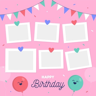 Birthday collage frames collection Free Vector