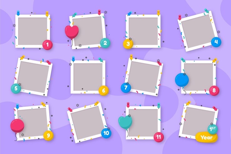 Free Vector birthday collage frames collection