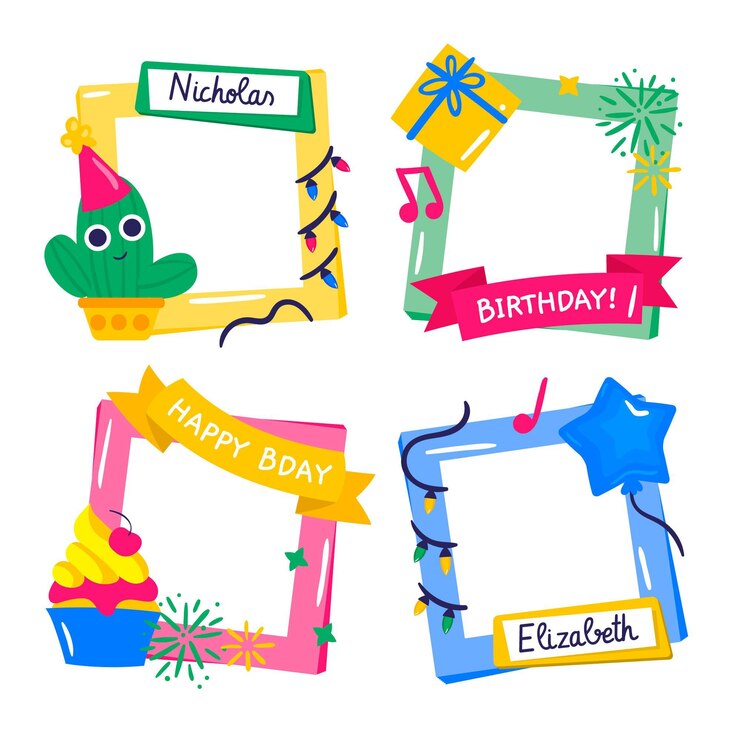 Free Vector birthday collage frames collection