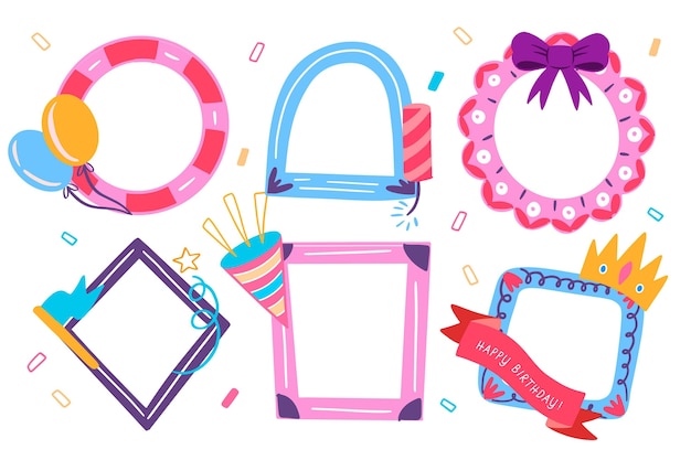 Free vector birthday collage frames pack