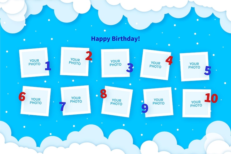 Free Vector birthday collage frames pack