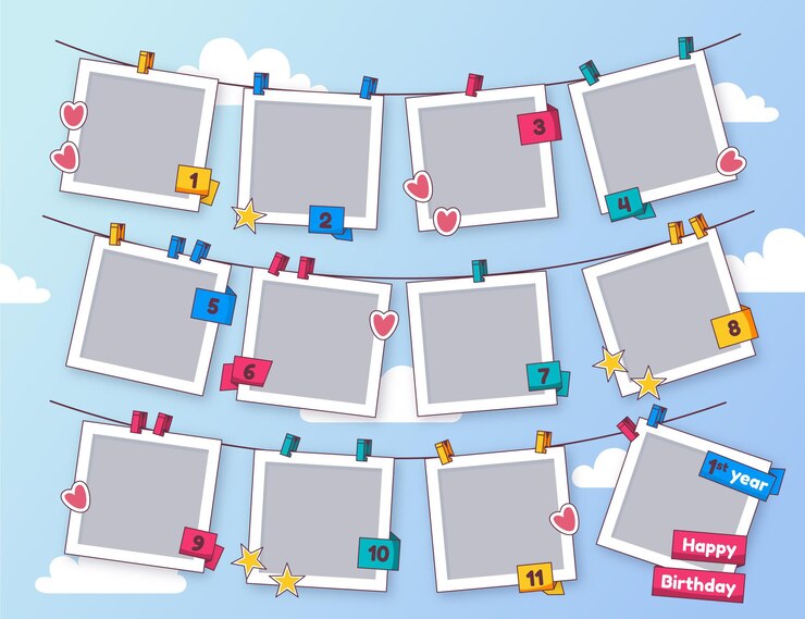Free Vector birthday collage frames set