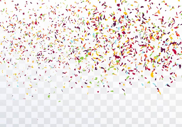 Birthday colorful confetti on transparent background