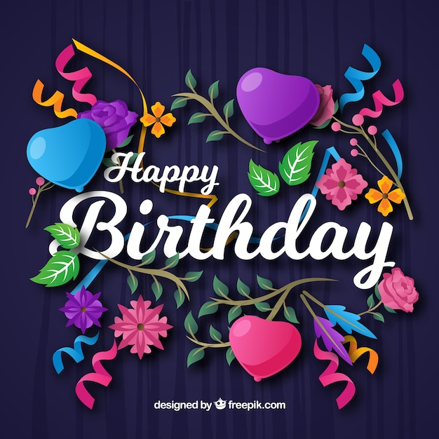 Free vector birthday composition with flat design