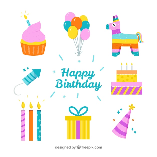 Free vector birthday composition with flat design