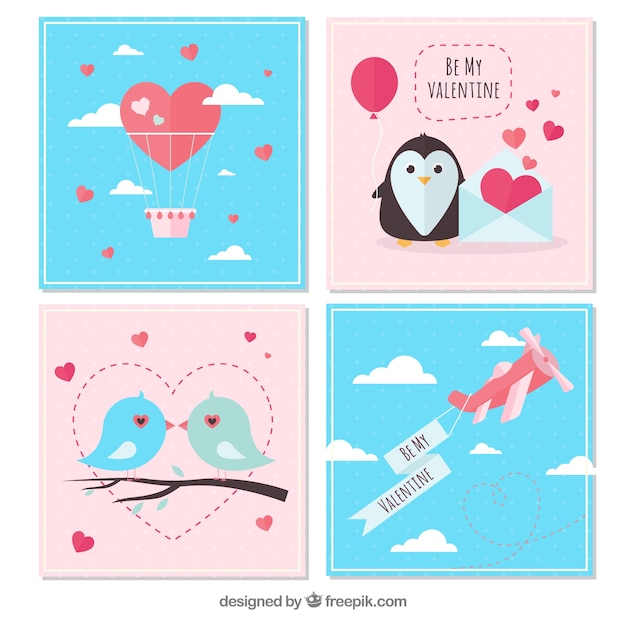 Birthday composition with happy penguins