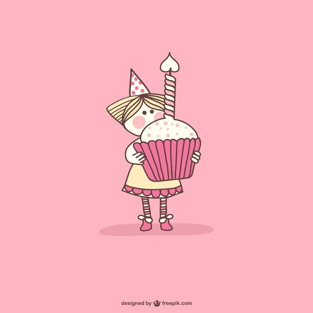 Birthday cupcake cartoon