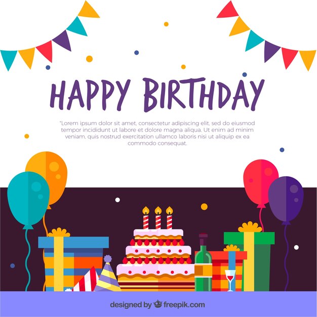 Birthday decoration background in flat design