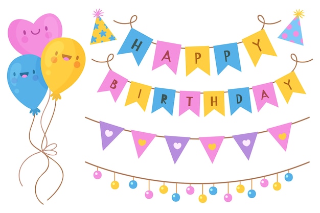 Free vector birthday decoration collection