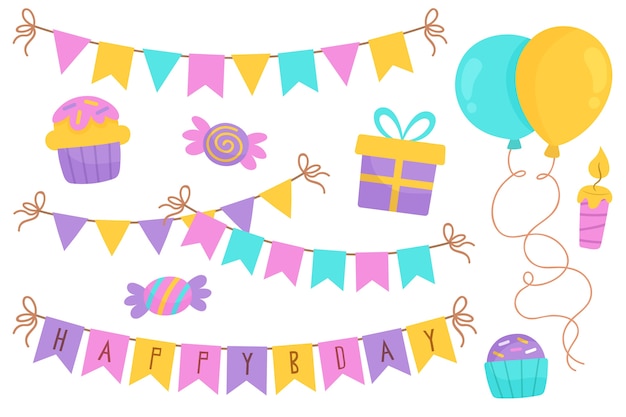 Free vector birthday decoration collection