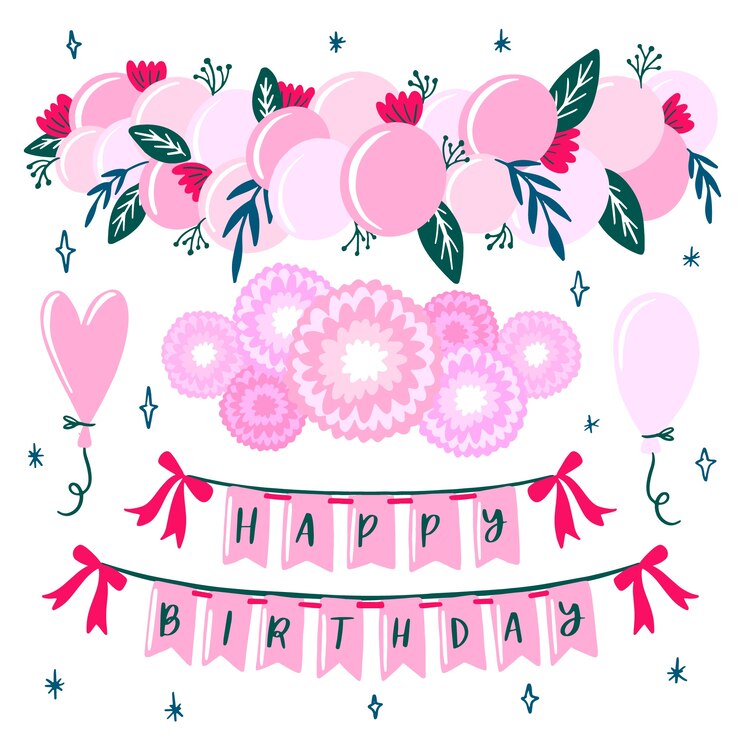 Free Vector birthday decoration concept