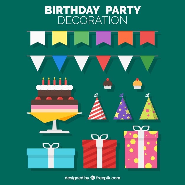 birthday decoration in flat design