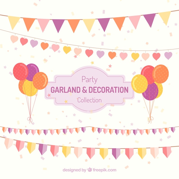 Birthday decoration of garlands and balloons